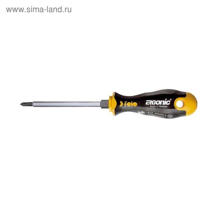 Отвертка Felo Ergonic 41220340, крестовая с шестигранным лезвием, PH 2X100