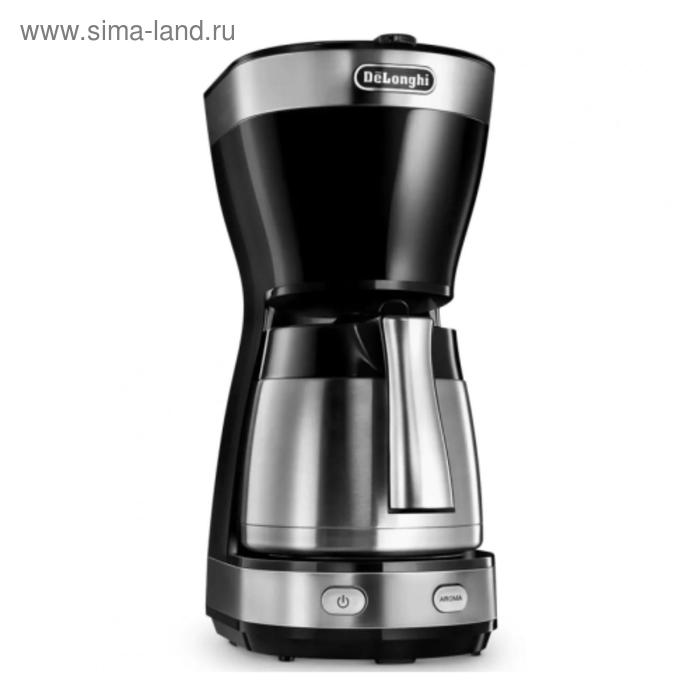 Кофеварка DeLonghi ICM 16710, капельная, 1000 Вт, 1.25 л, автоотключение, чёрно-серебристая
