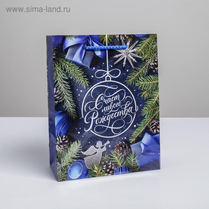 Пакет вертикальный ламинированный «Счастливого Рождества» MS, 18 × 23 × 8 см