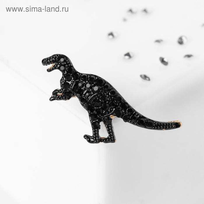 Значки Значок Динозавр, цвет чёрный в золоте