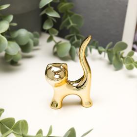 Сувенир керамика 'Котик, хвост трубой' золото 8,4х4,9х2,5 см Ош