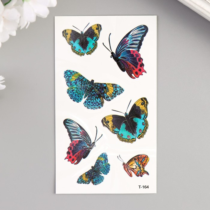 Татуировка на тело цветная Бабочки 10,5х6 см цена и фото
