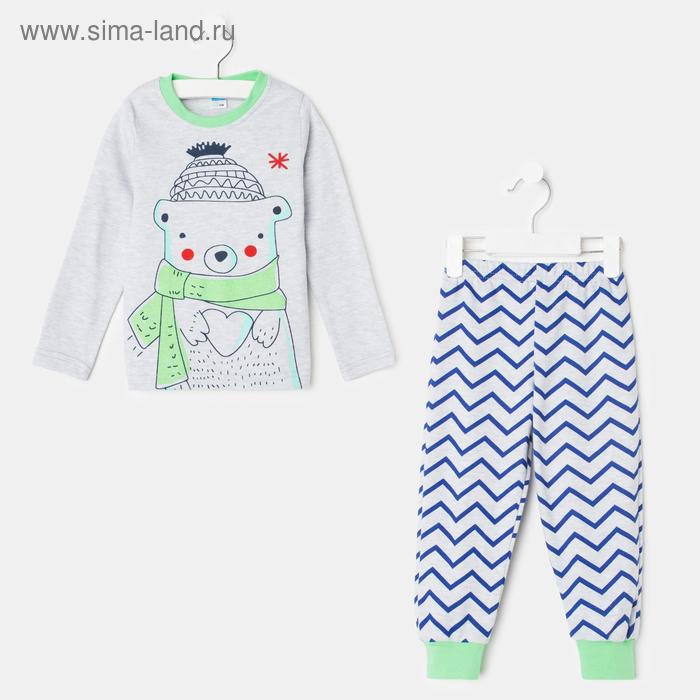 Пижама для мальчика, цвет серый/зеленый, рост 92-98 см