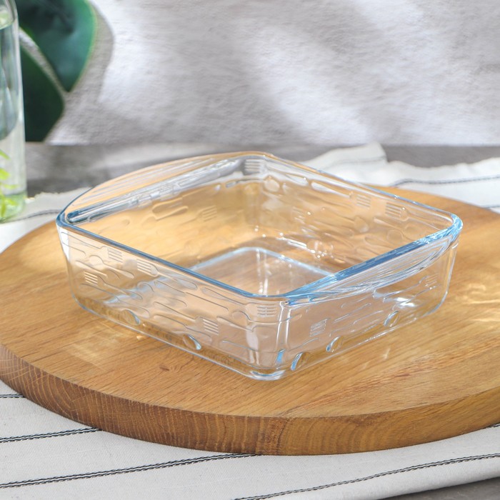Кастрюля квадратная для запекания из жаропрочного стекла Borcam, 1 л кастрюля из жаропрочного стекла для запекания borcam 1 л 20 4×16 см рифлёная с крышкой