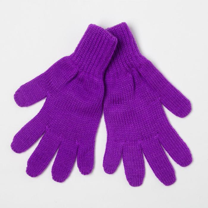Перчатки для девочки, цвет фиолетовый, размер 14