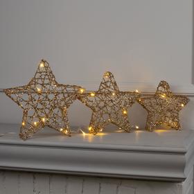 Светодиодная фигура «Звёзды золотистые» 20, 25, 30 см, металл, 220 В, свечение тёплое белое Ош