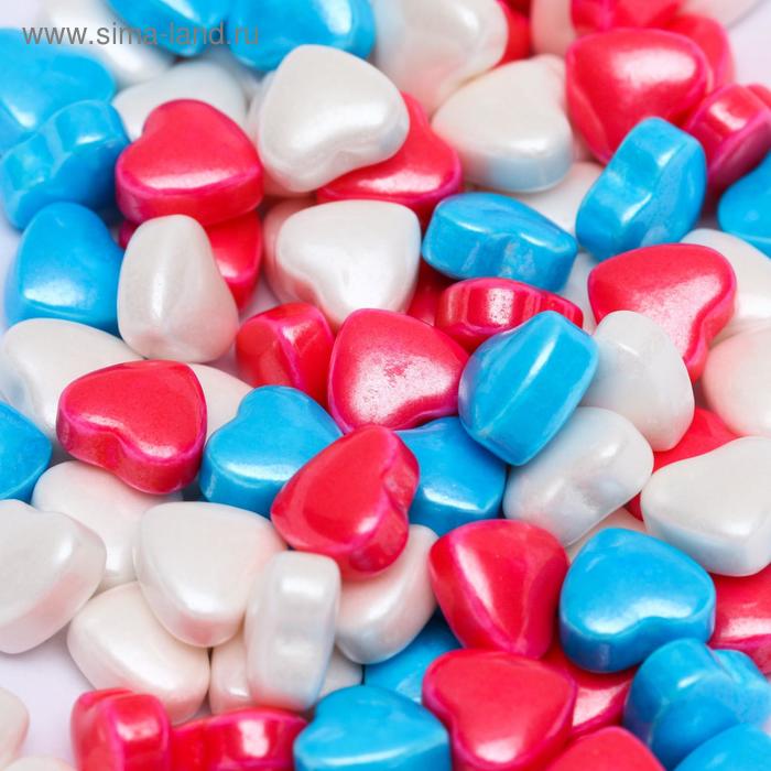 Посыпка микс «Сердечки», голубая/розовая/белая, 50 г