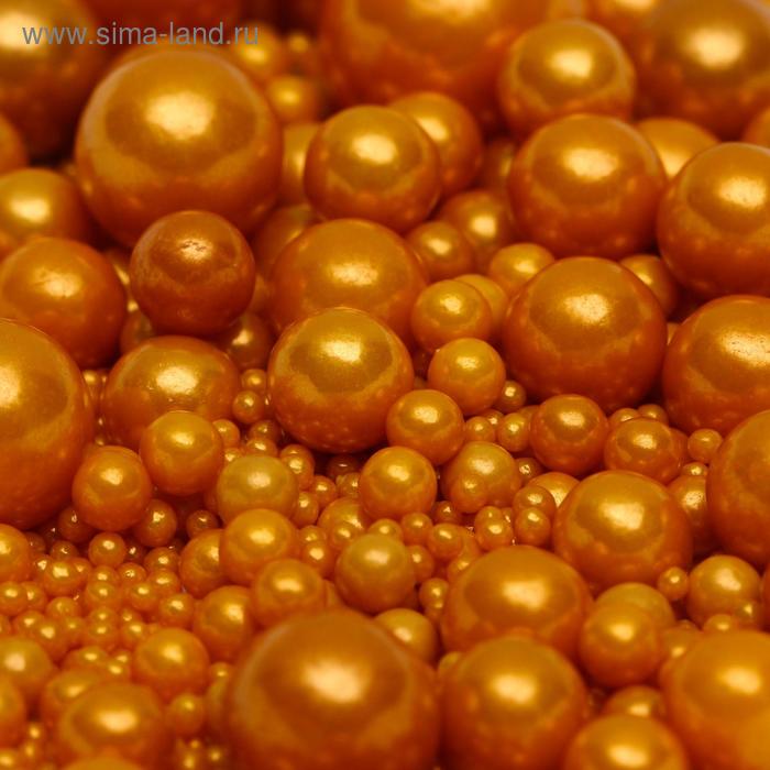 фото Посыпка микс «шарики» 2-8 мм, золотая, 50 г caramella