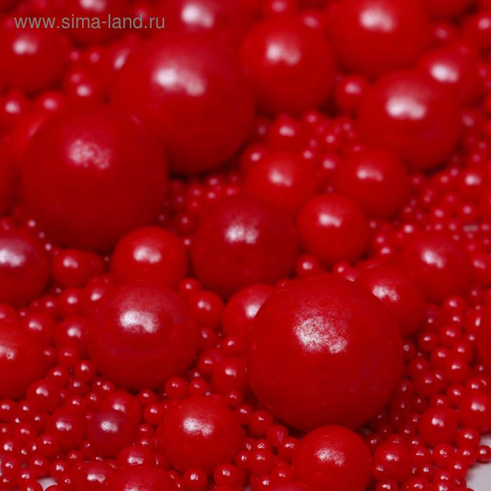 фото Посыпка микс «шарики» 2-8 мм, красная, 50 г caramella
