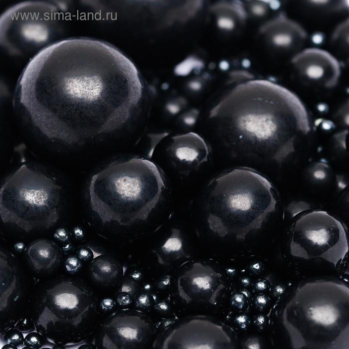 фото Посыпка микс «шарики» 2-8 мм, чёрная, 50 г caramella