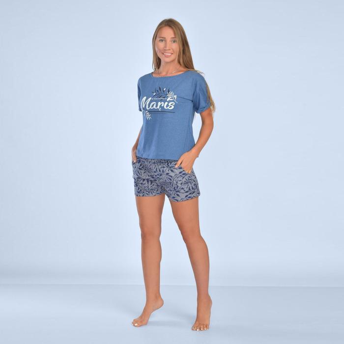 Костюм (футболка, шорты) женский «Шелест» цвет индиго, размер 48