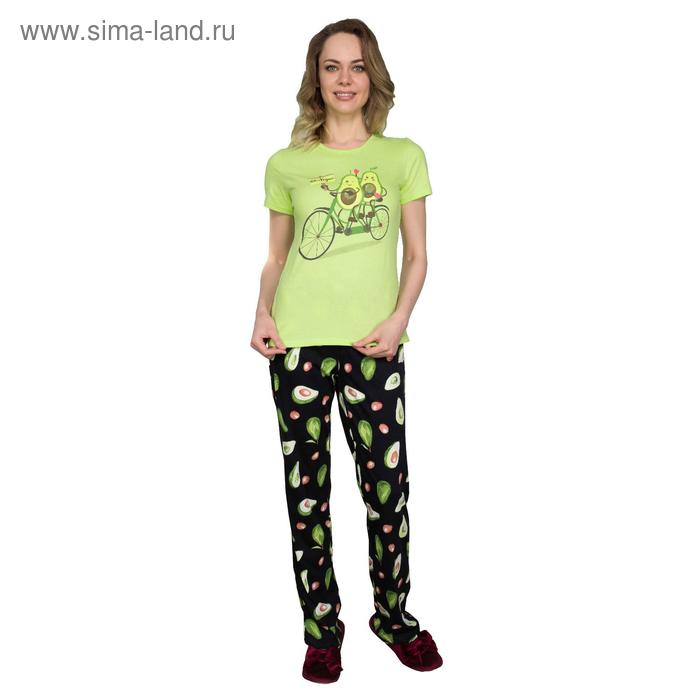 фото Комплект женский (футболка, брюки) «авокадо» цвет зелёный/чёрный, размер 46 элиза