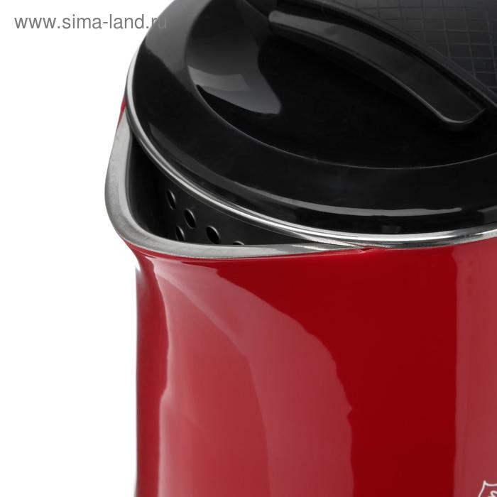 фото Чайник электрический "добрыня" do-1244, пластик, колба металл, 1.8 л, 1800-2000 вт, красный