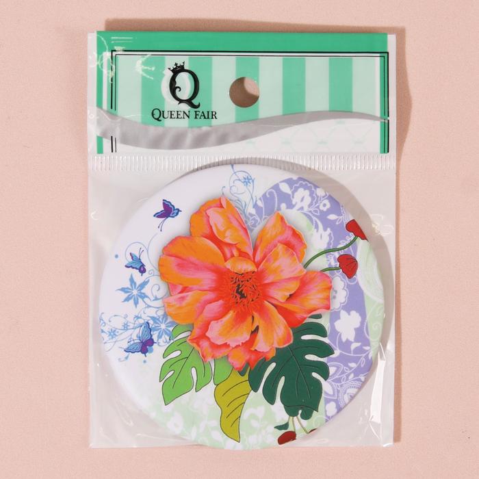 Зеркало компактное «Цветы», круглое, одностороннее, без увеличения, d=7,5см, цвет МИКС