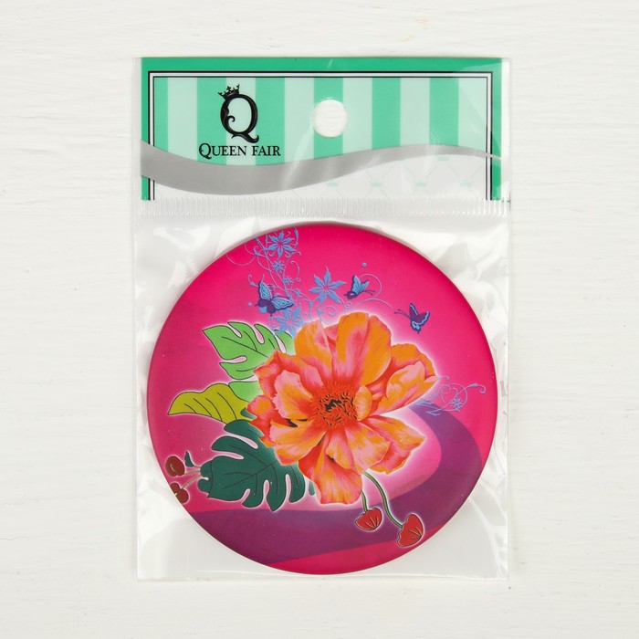 Зеркало компактное «Цветы», круглое, одностороннее, без увеличения, d=7,5см, цвет МИКС