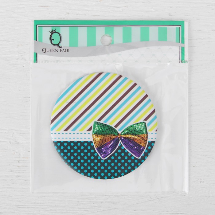 Зеркало компактное, круглое, одностороннее, без увеличения, d=7,5см, цвет МИКС