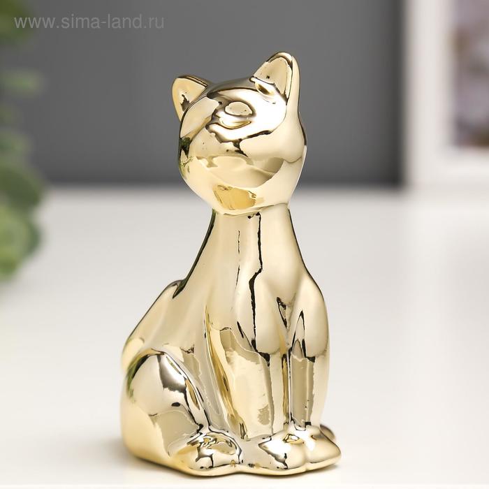 Кошки Сувенир керамика Котёнок золото 7,8х4,8х4 см