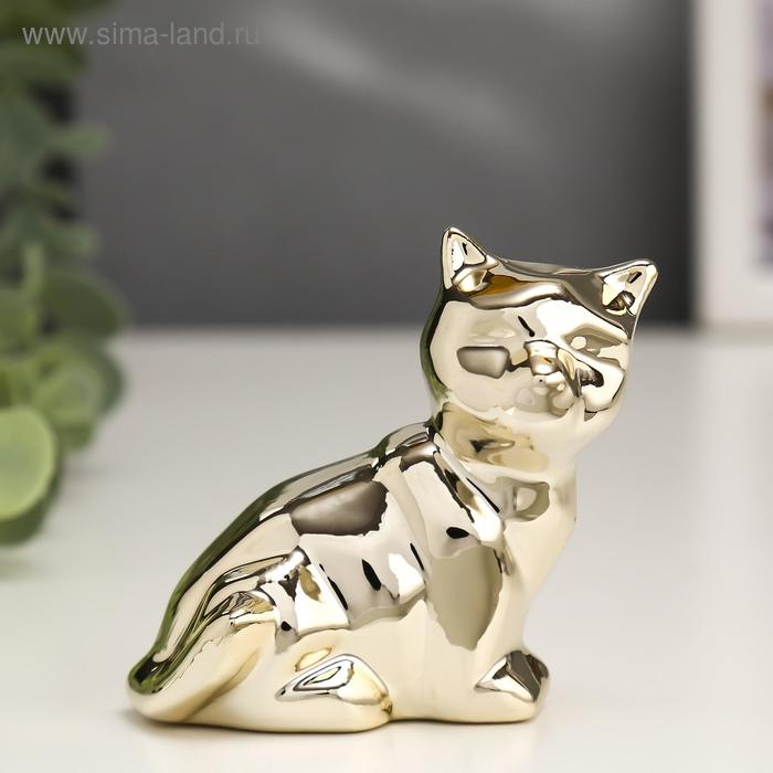 Кошки Сувенир керамика Кошечка золото 6,5х5,7х3,8 см