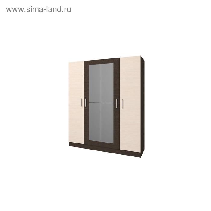 Шкаф 4х створчатый с зеркалом «Леси», 160х46,6х190 см, цвет венге/дуб