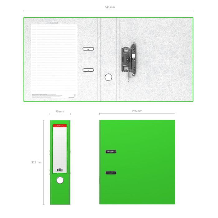 Папка-регистратор А4, 70 мм, ErichKrause Neon, с арочным механизмом, зелёная