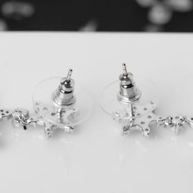 

Серьги новогодние со стразами "Снежинки", метель, цвет белый в серебре