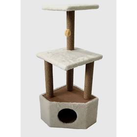 

Домик угловой с двумя полками, 38,5 х 38,5 х 106 см, джут, тёмно-бежевый