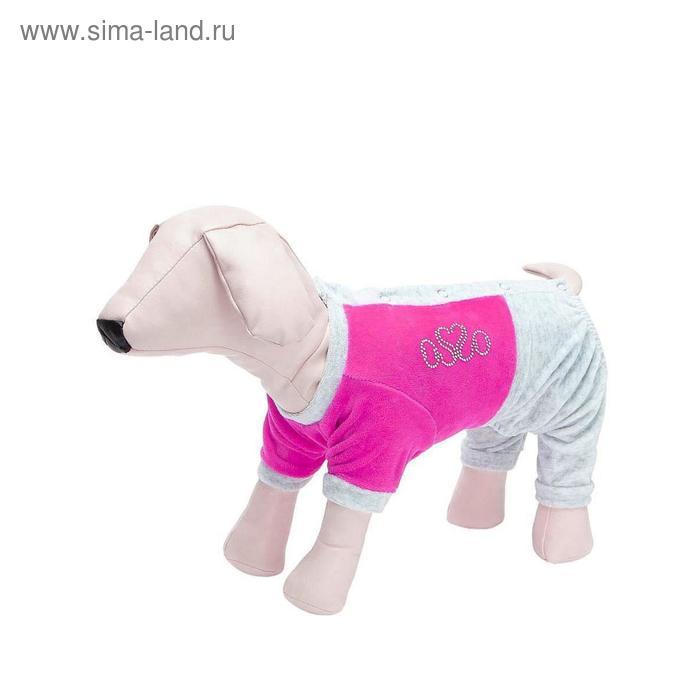 Спортивный костюм Osso для собак, велюр, размер 25 (ДС 25, ОГ 35-37 см), розовый