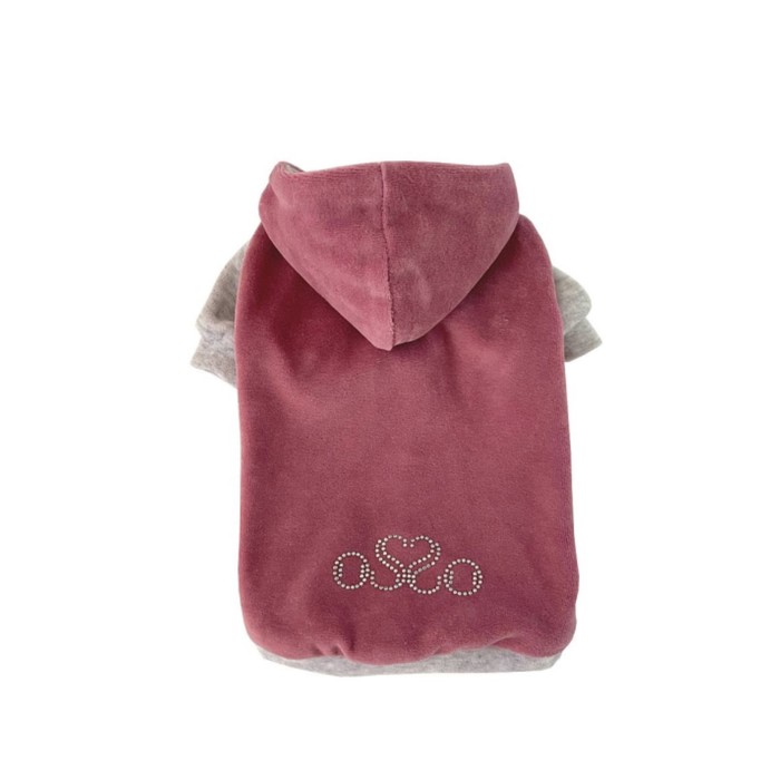 Толстовка с капюшоном Osso для собак, велюр, размер 20 (ДС 20, ОГ 30-32 см), розовая