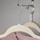 Вешалка-плечики для одежды, размер 46-48, флокированное покрытие, цена за шт, цвет белый - Фото 2
