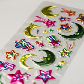 

Наклейка пластик "Звёзды/Сердечки" гладкий блеск МИКС 26х10,5 см