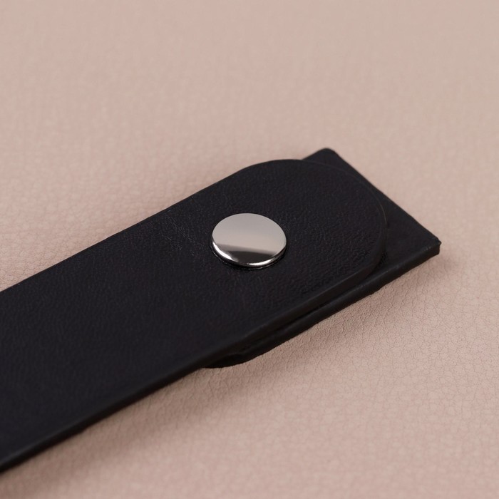 Застёжка пришивная для сумки, на кнопке, 15,5 × 2,5 см / 4,5 × 2,5 см, цвет чёрный/серебряный