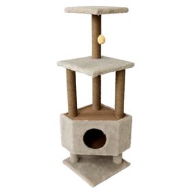 

Домик для животных с двумя полками, на столбах, 38,5 х 38,5 х 113 см, джут, тёмно-бежевый