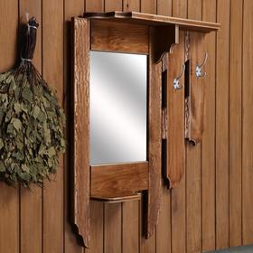 

Полка вешалка с зеркалом, 2 крючка, 77×67см