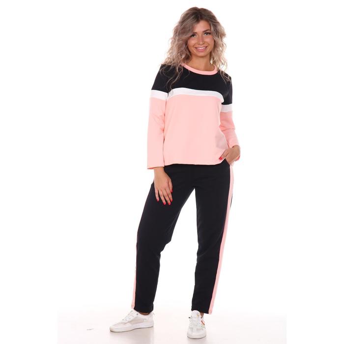фото Костюм женский (джемпер, брюки) цвет персик/чёрный, размер 48 domteks