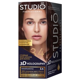 

Стойкая крем-краска для волос Studio Professional 3D Holography, тон 3.4 горький шоколад