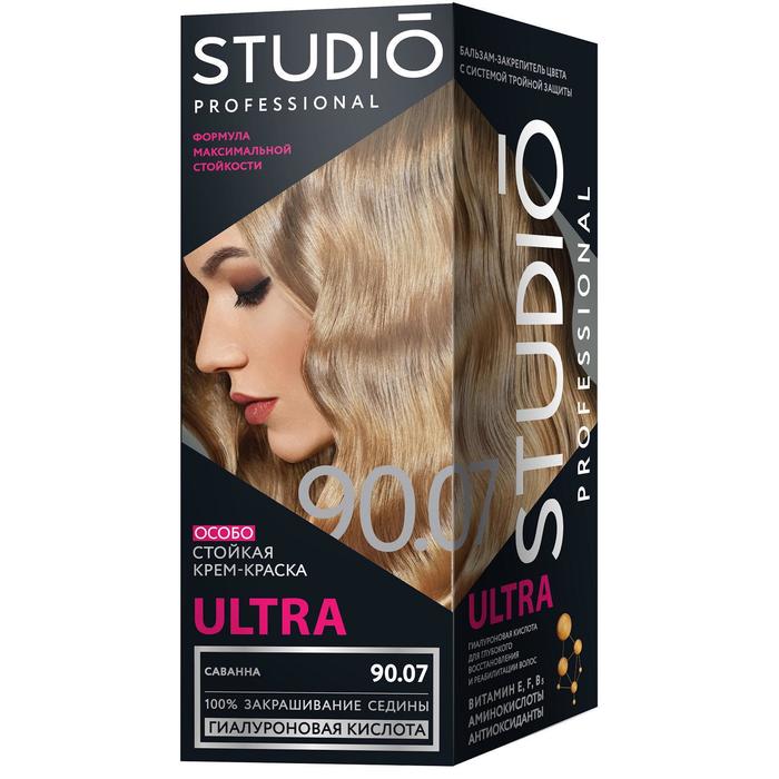 

Стойкая крем-краска для волос ULTRA Studio Professional Volume Up, тон 90.07 саванна