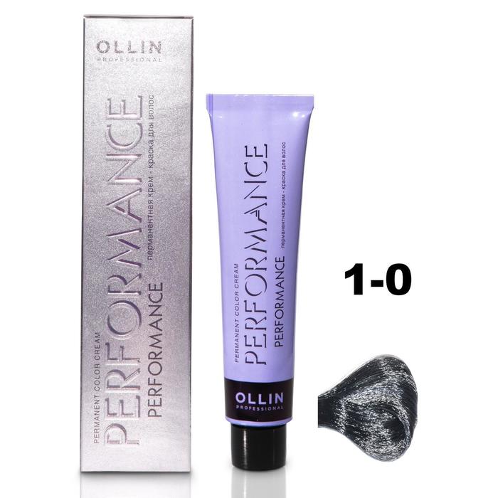 цена Крем-краска для волос Ollin Professional Performance, тон 1/0 иссиня-чёрный, 60 мл