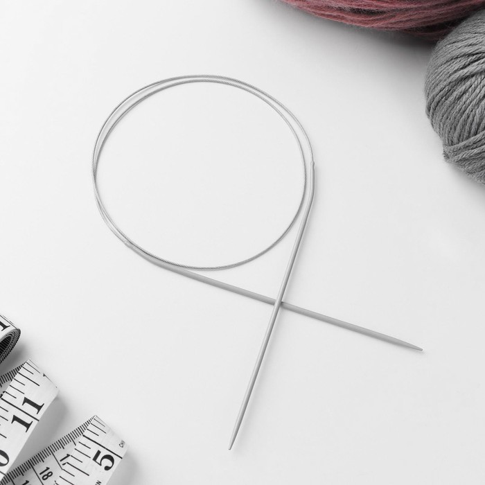 Спицы для вязания, круговые, с тефлоновым покрытием, с металлическим тросом, d = 2 мм, 14/80 см