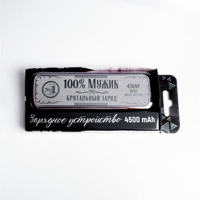

Портативный аккумулятор «100% мужик», 4500 mAh, 3,5 х 13 см