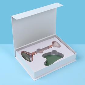 

Набор массажёров для лица и зоны декольте, 2 предмета, нефрит/розовый кварц