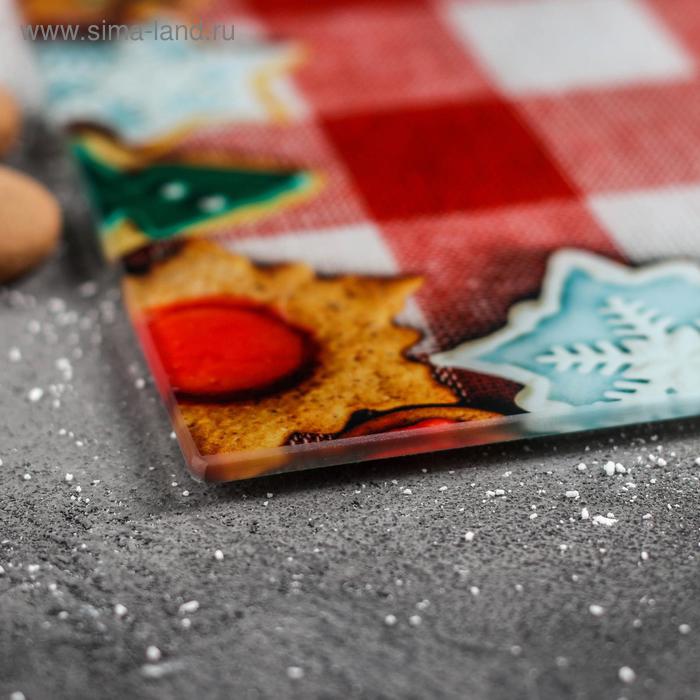 фото Доска разделочная стеклянная доляна «новогодняя выпечка», 30×20 см
