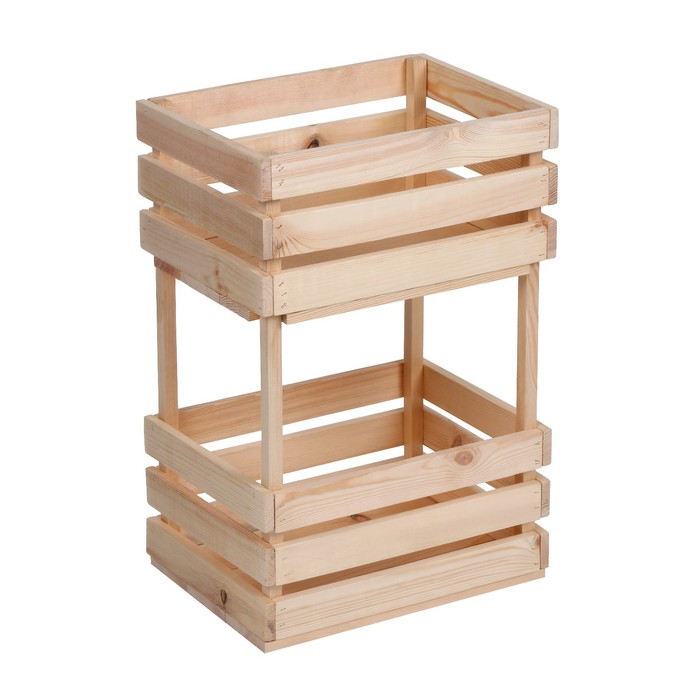 Ящик для овощей, 30 × 40 × 60 см, деревянный, двухуровневый, Greengo