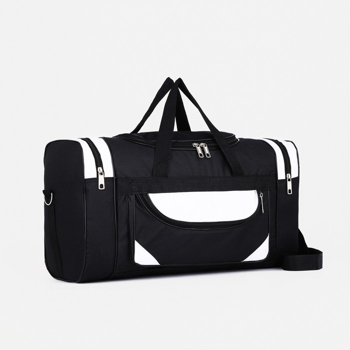 фото Сумка спортивная, 3 отдела на молниях, наружный карман, длинный ремень, цвет чёрный/серый