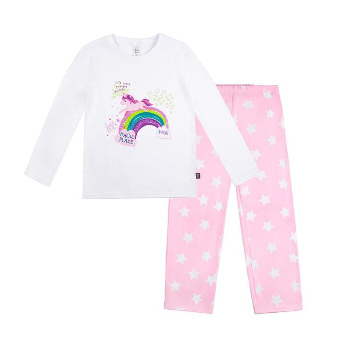 Пижама для девочек «Морфей», рост 86-92 см, цвет белый, розовый