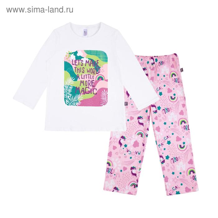 Пижама для девочек «Морфей», рост 86-92 см, цвет белый, розовый