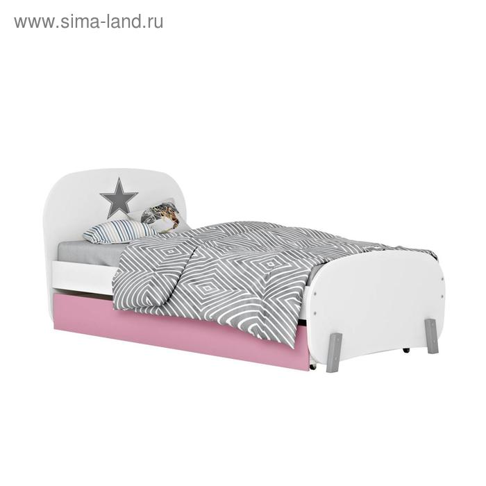 фото Кровать детская polini kids mirum 1915 c ящиком, цвет белый/розовый