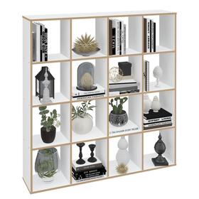 

Стеллаж Polini Home Smart «Кубический», 16 секций, цвет белый, эффект фанеры