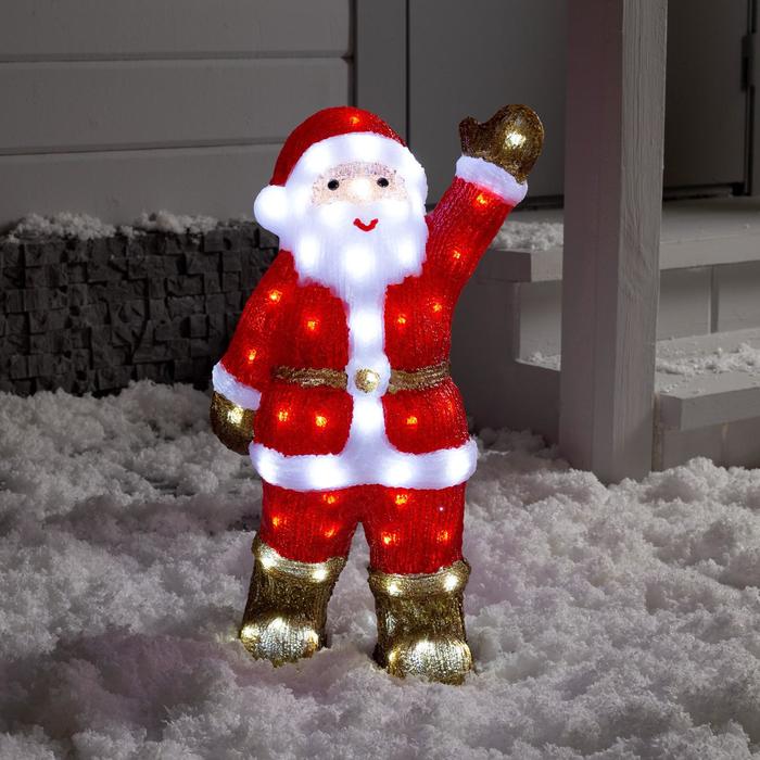 Светодиодная фигура «Приветливый Дед Мороз» 22 × 30 × 20 см, акрил, 40 LED, 220 В, свечение белое светодиодная фигура олень величавый 40 × 60 × 20 см акрил 72 led 220 в свечение белое