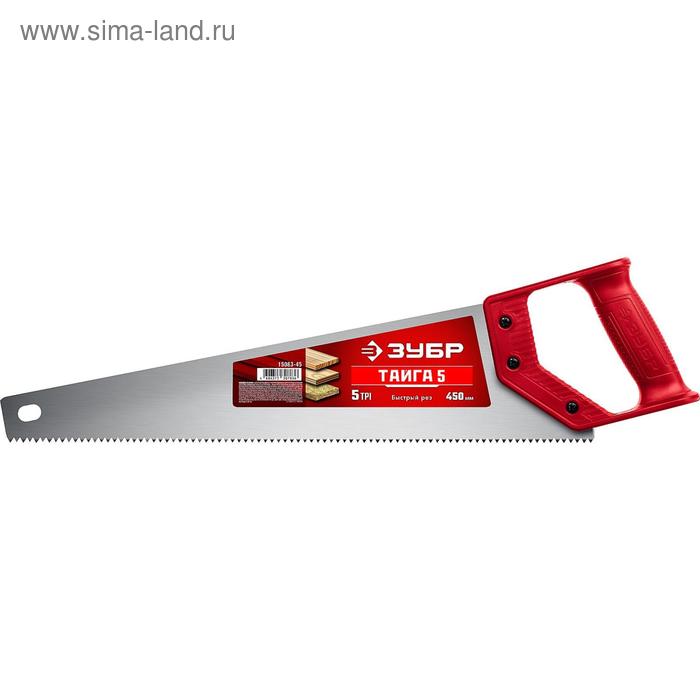 Ножовка ЗУБР ТАЙГА-5 15083-45, 450 мм, 5 TPI, быстрый рез поперек волокон