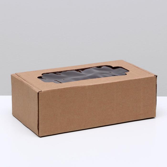Коробка самосборная, с окном, бурая, 23 х 12 х 8 см коробка самосборная крафт бурая 23 х 23 х 12 см
